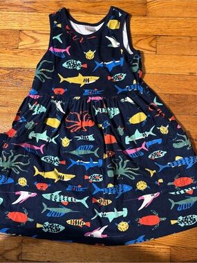Hanna Andersson Girls 8 Ocean Shark Sea Life Sleeveless Dress Navy
